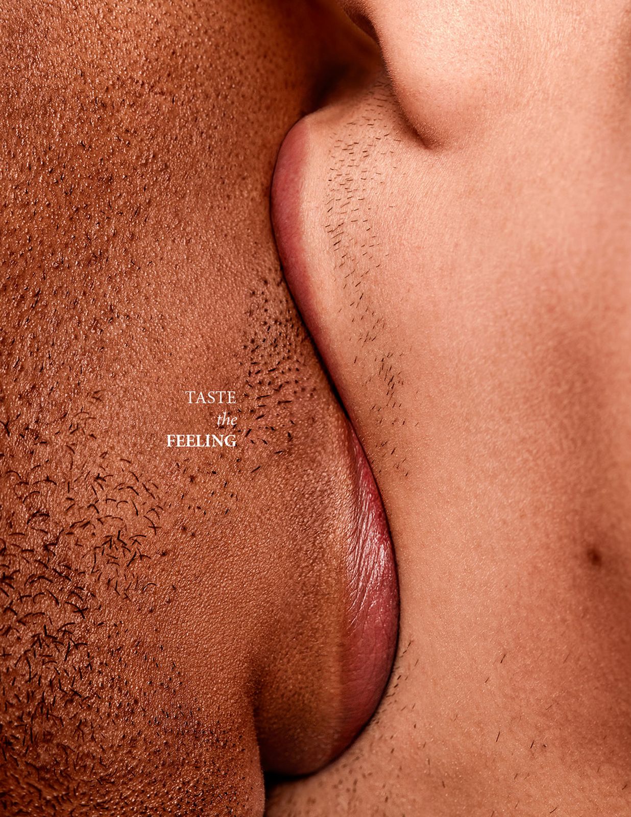 Macro profile showing textured skin and a soft cheek creating a curved bottle outline